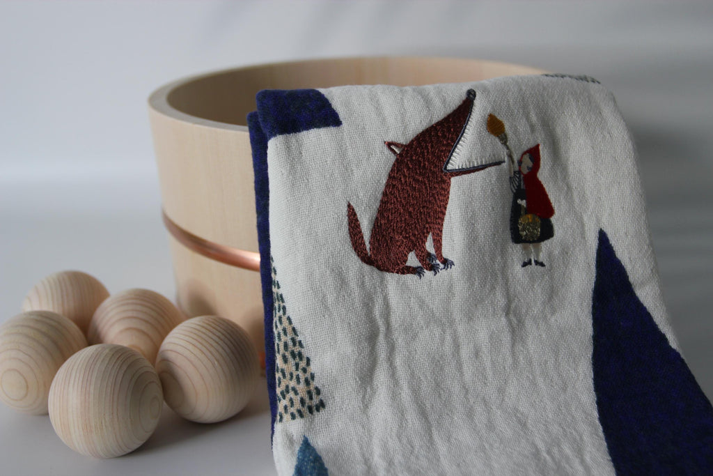 Fairytale Embroidered Hand Towel | Japanese Imabari Cotton Towel | moritaMiW × Kusubashi Monori Gift Box