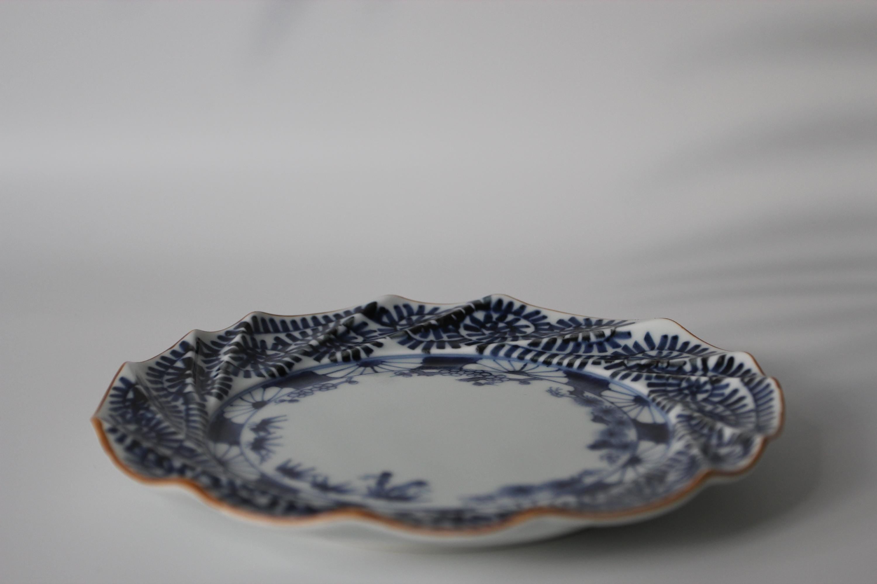 Hand-Painted Hasami Plate: Arita Ware Porcelain, Japanese Pine & Plum Design