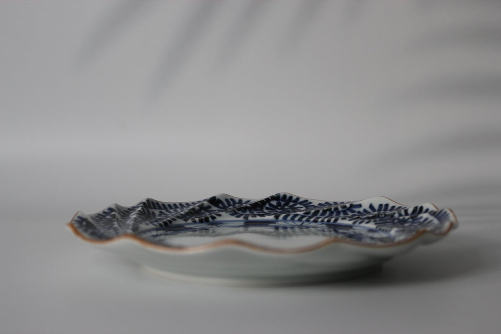 Hand-Painted Hasami Plate: Arita Ware Porcelain, Japanese Pine & Plum Design