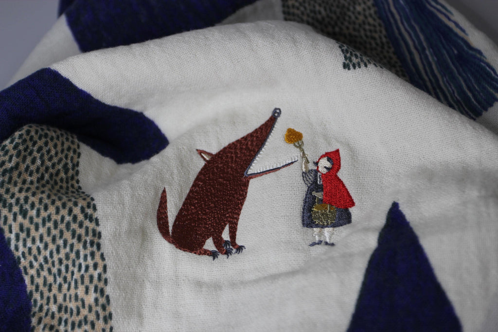 Fairytale Embroidered Hand Towel | Japanese Imabari Cotton Towel | moritaMiW × Kusubashi Monori Gift Box