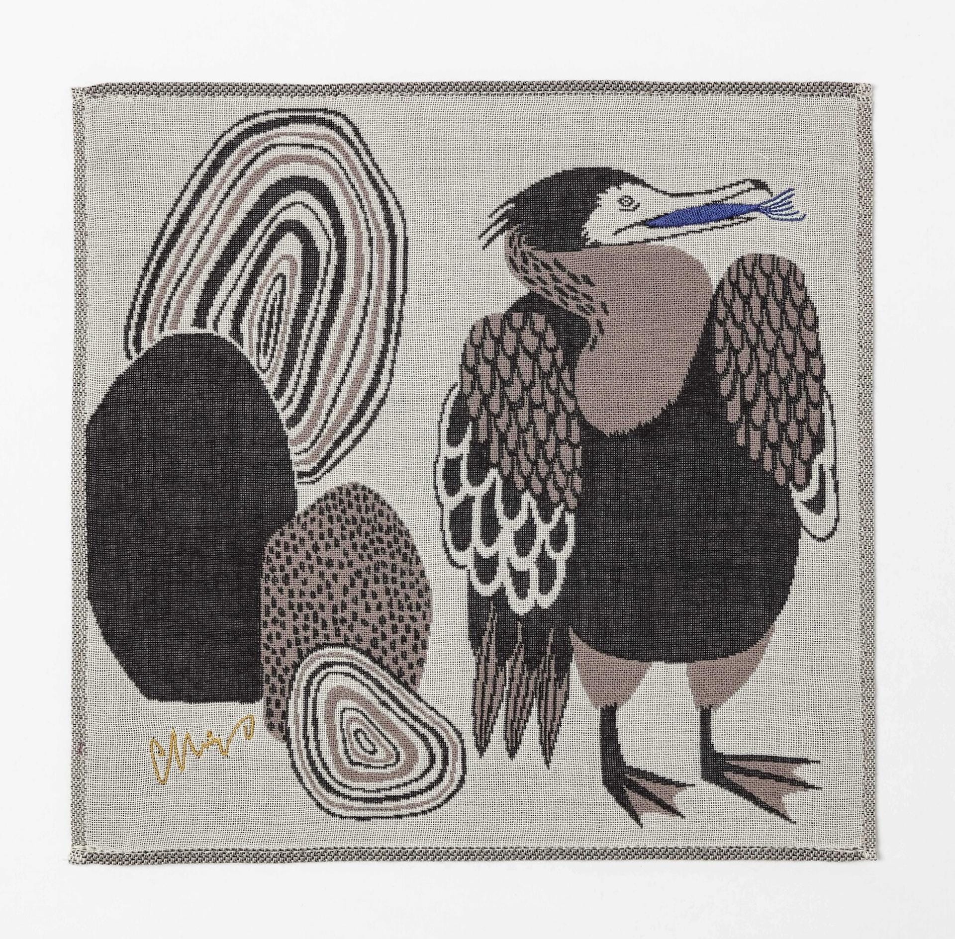 Embroidered Animal Gauze Handkerchief: Japanese Cotton Hanky (25x25cm)