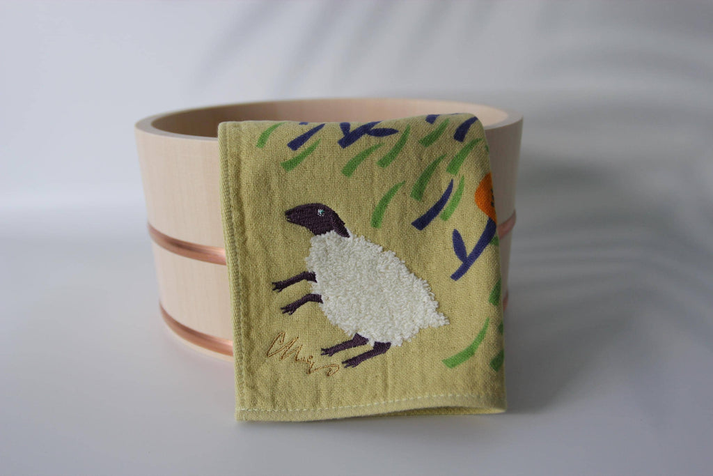 Embroidered Gauze Cotton Handkerchief: Japanese Animal Towel Gift
