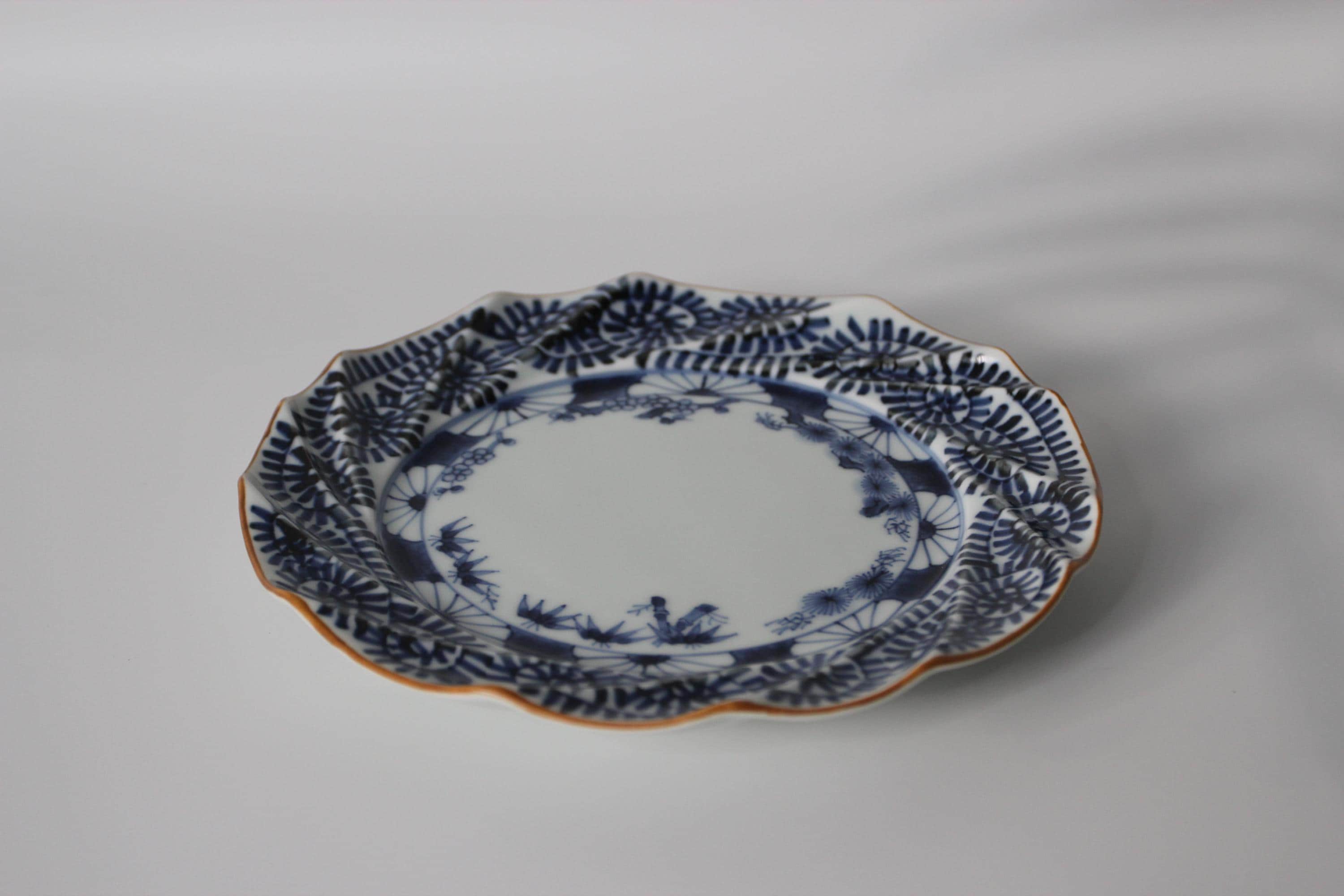 Hand-Painted Hasami Plate: Arita Ware Porcelain, Japanese Pine & Plum Design