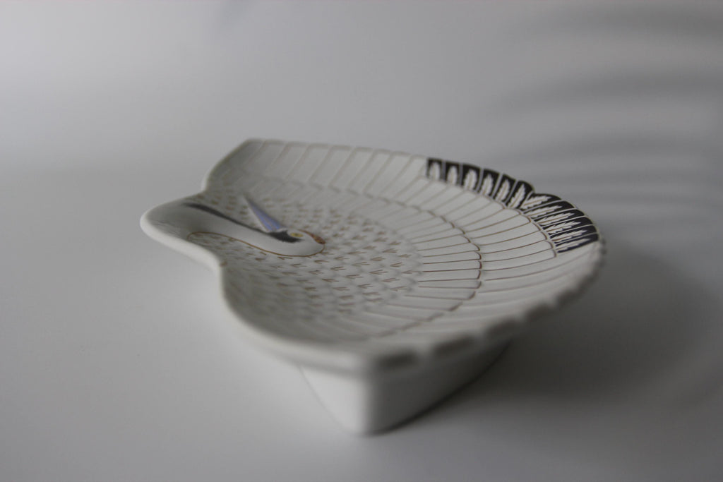 Handmade Crane Plate: Japanese Porcelain Fan Plate, Arita Ware