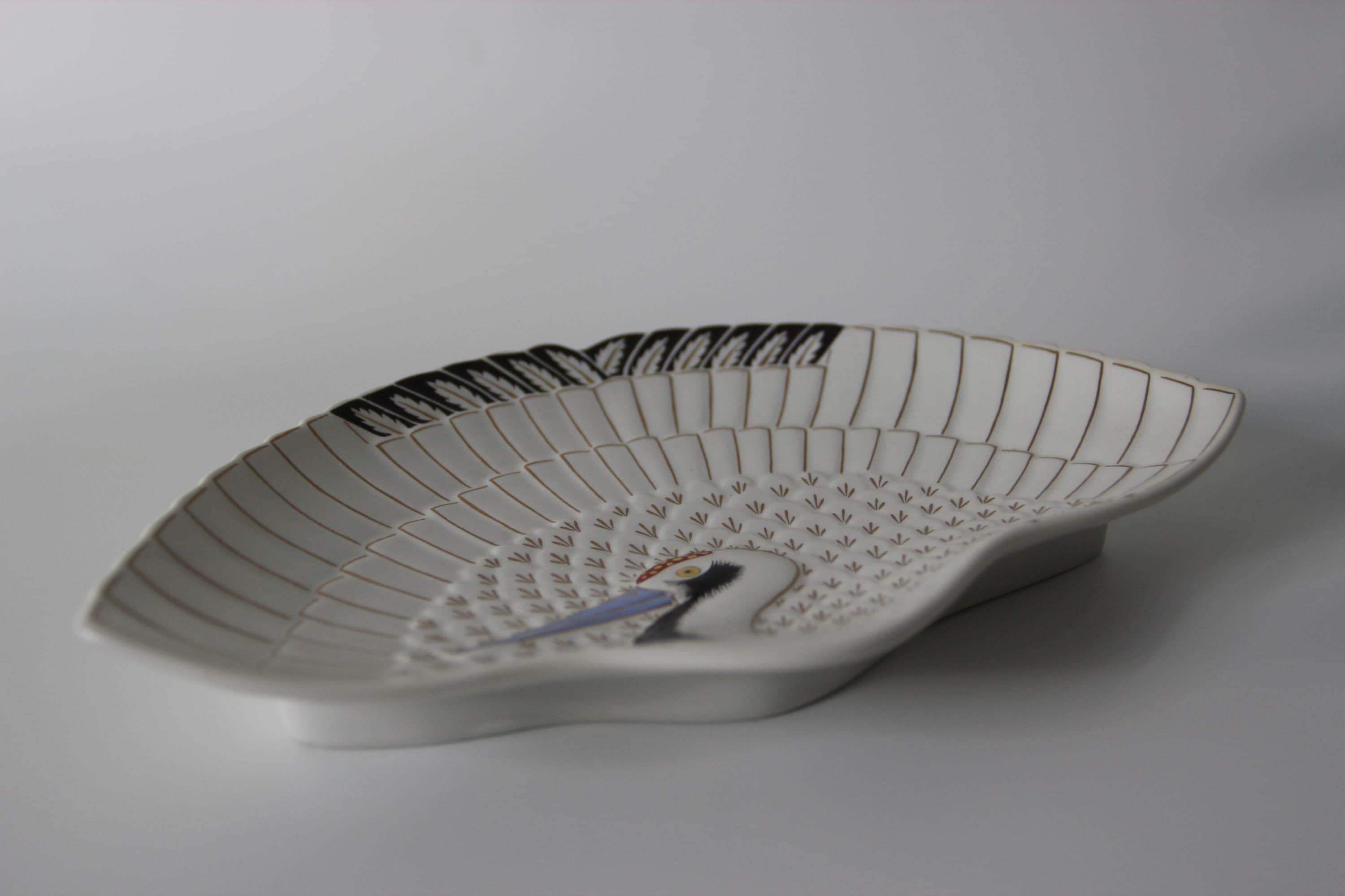 Handmade Crane Plate: Japanese Porcelain Fan Plate, Arita Ware