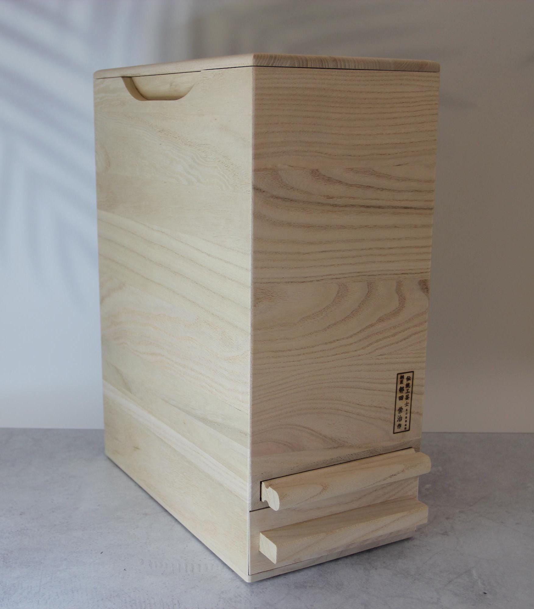 Handmade Paulownia Wood Rice Bin | Japanese Senshu Craft, 10kg