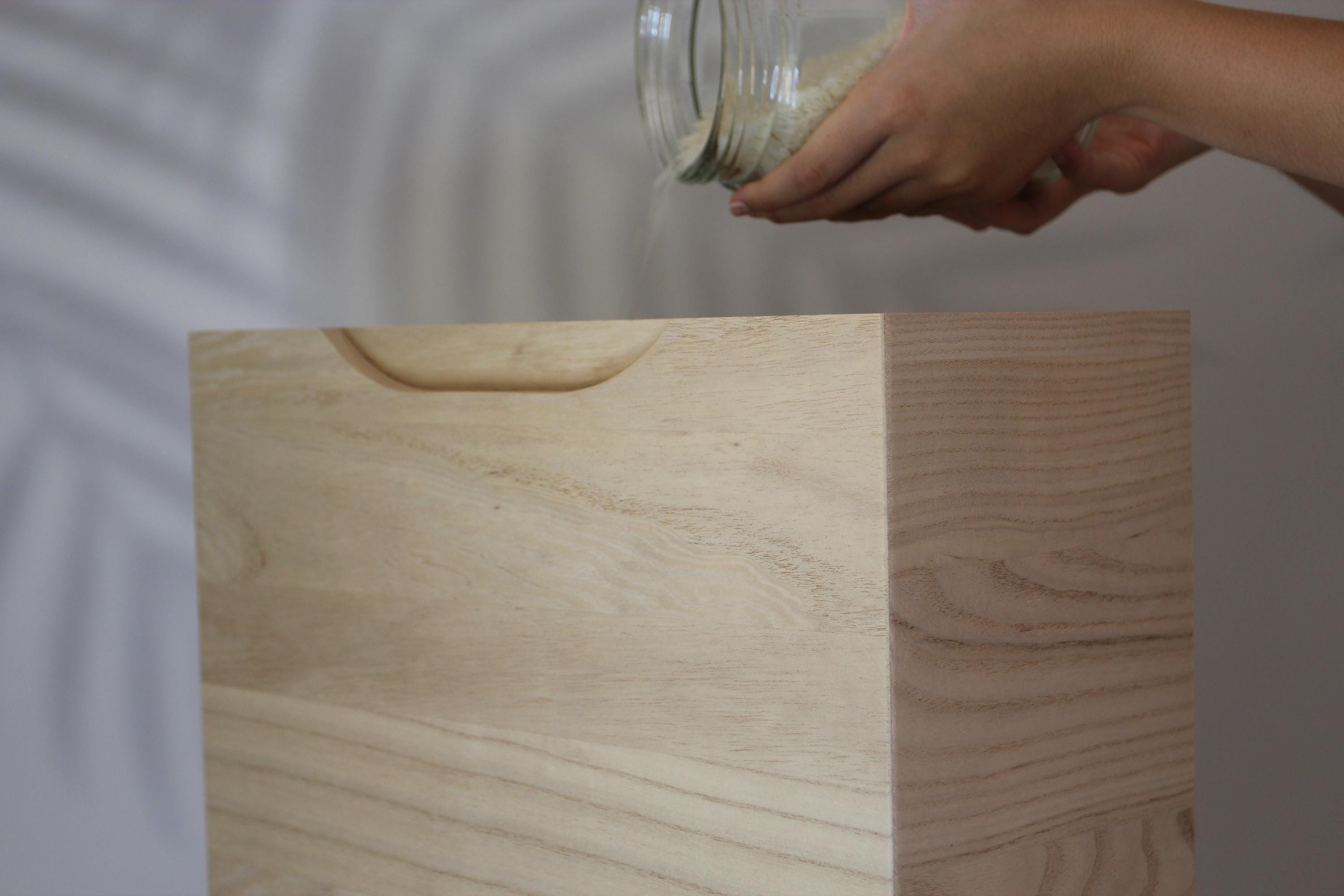 Handmade Paulownia Wood Rice Bin | Japanese Senshu Craft, 10kg