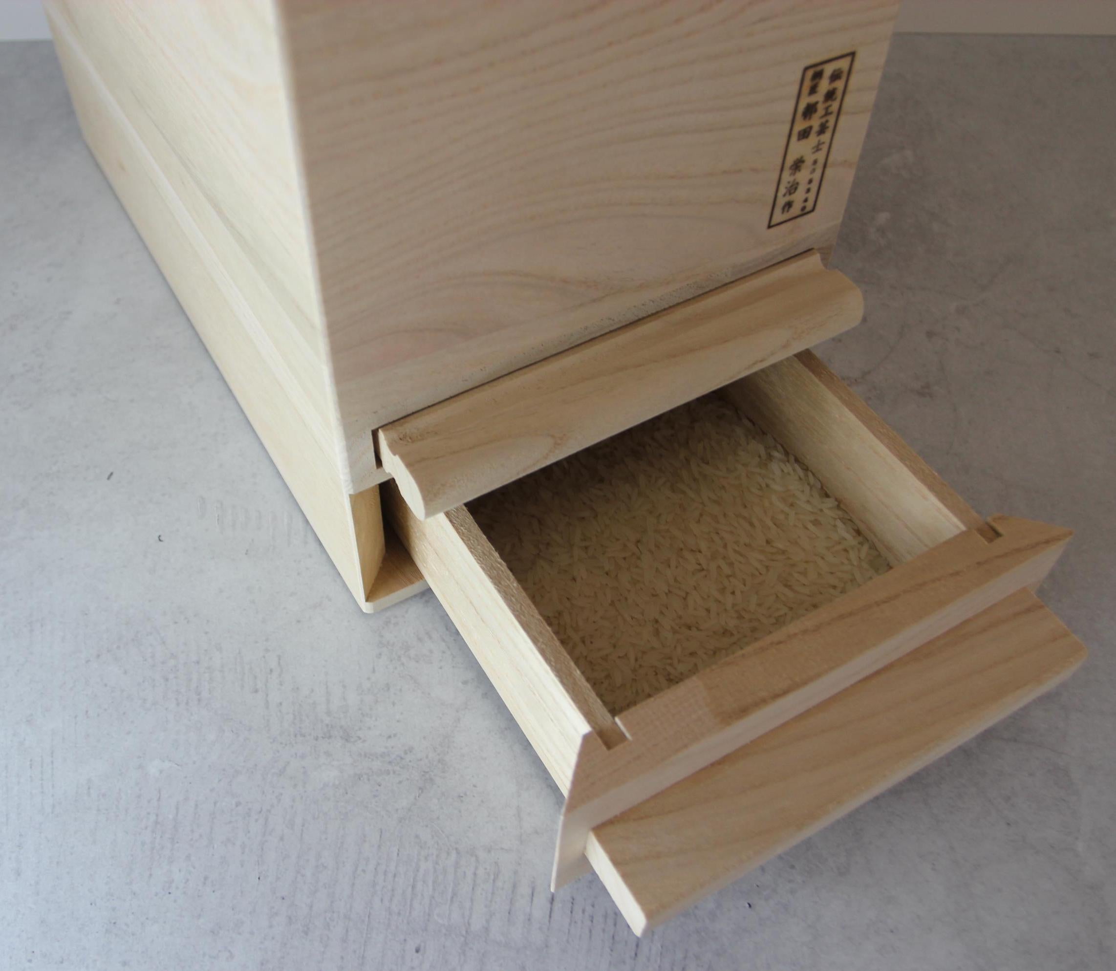 Handmade Paulownia Wood Rice Bin | Japanese Senshu Craft, 10kg
