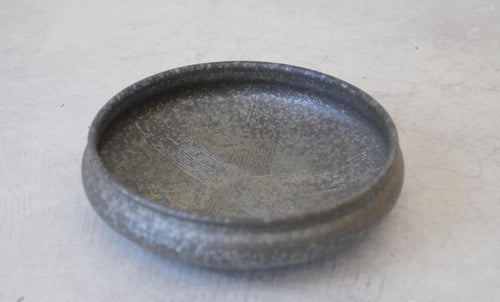 Black Kushime Shigaraki Ware Bowl | Japanese Rustic Pottery