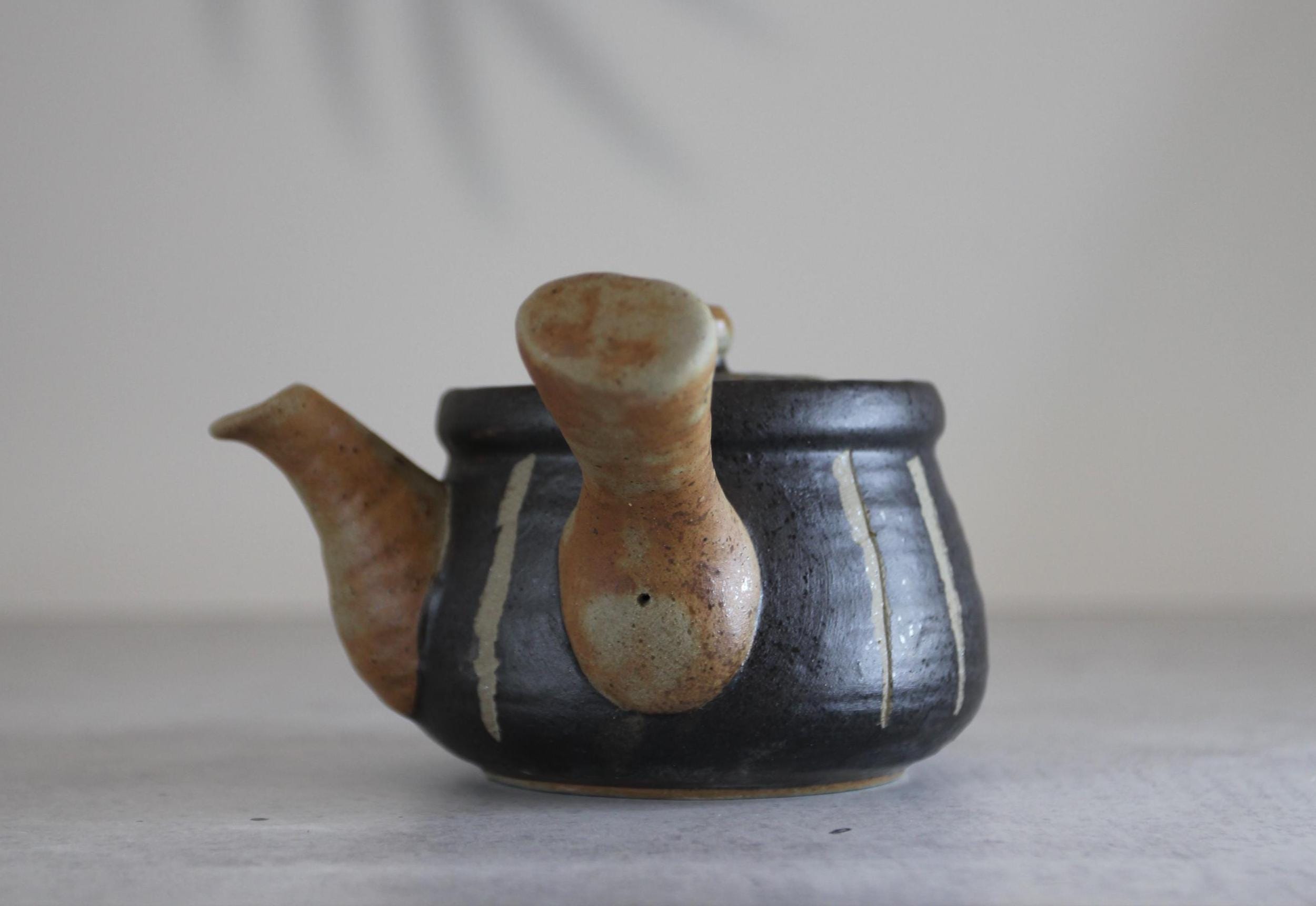 Japanese Teapot | Small Pottery Kyusu | Horitokusa Design | Handmade Ceramic Teapot | Made in Japan
