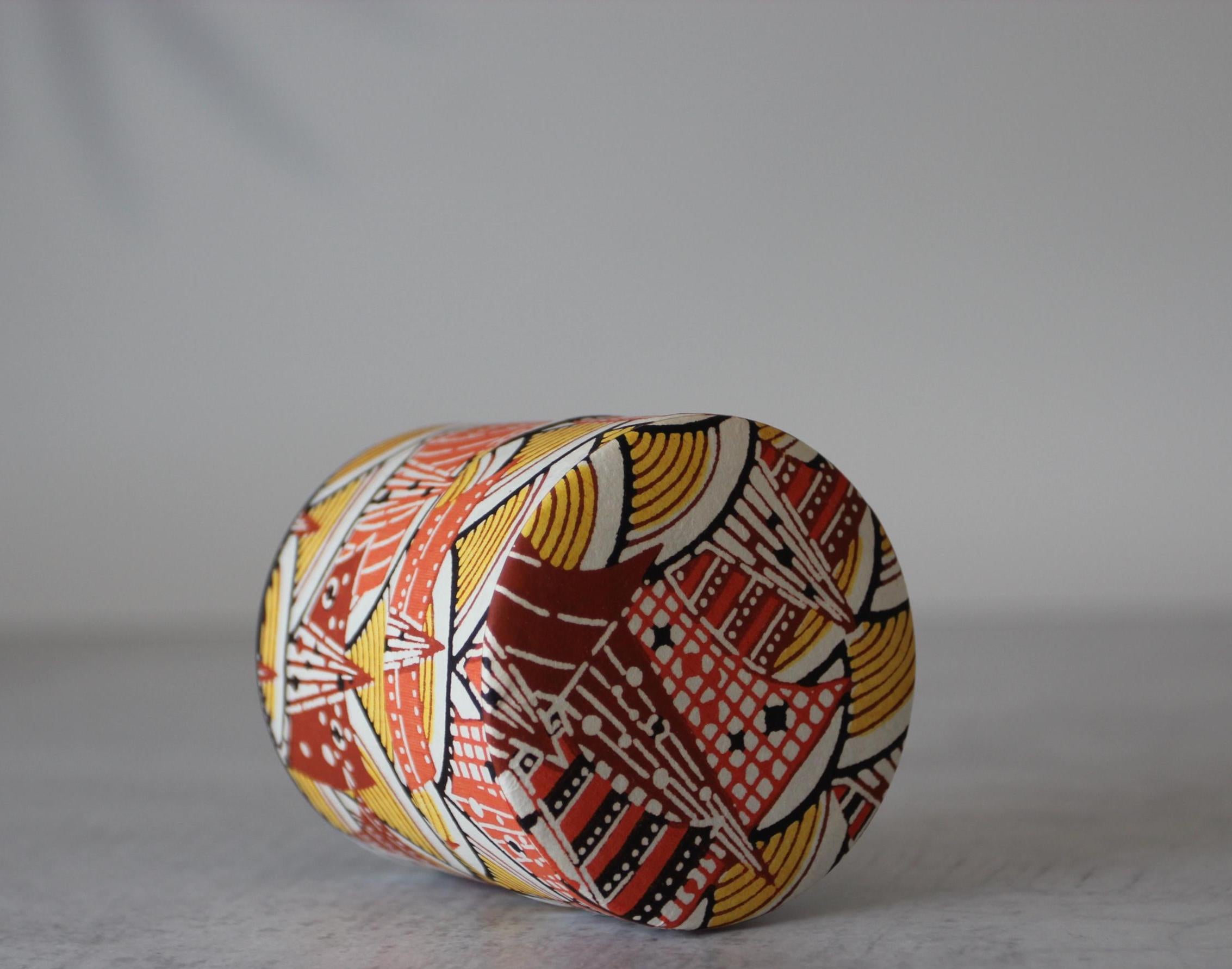 Japanese Washi Tea Canister | Orange Tin Tea Caddy, 100g