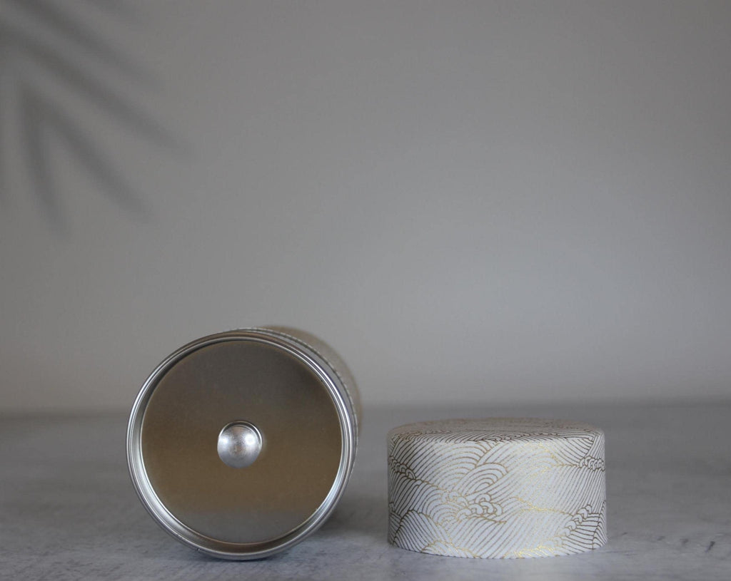 Japanese Washi Tea Canister | Kenran Wave Tin Storage, 200g