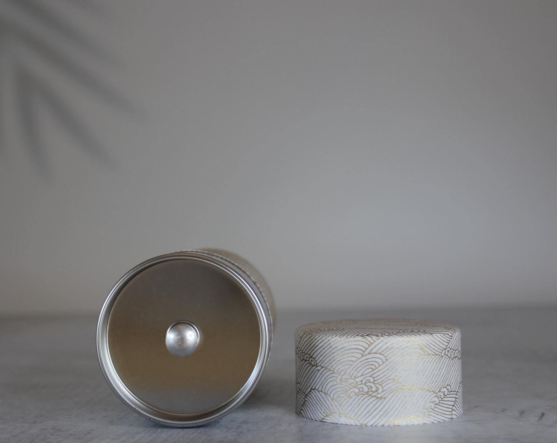 Japanese Washi Tea Canister | Kenran Wave Tin Storage, 200g