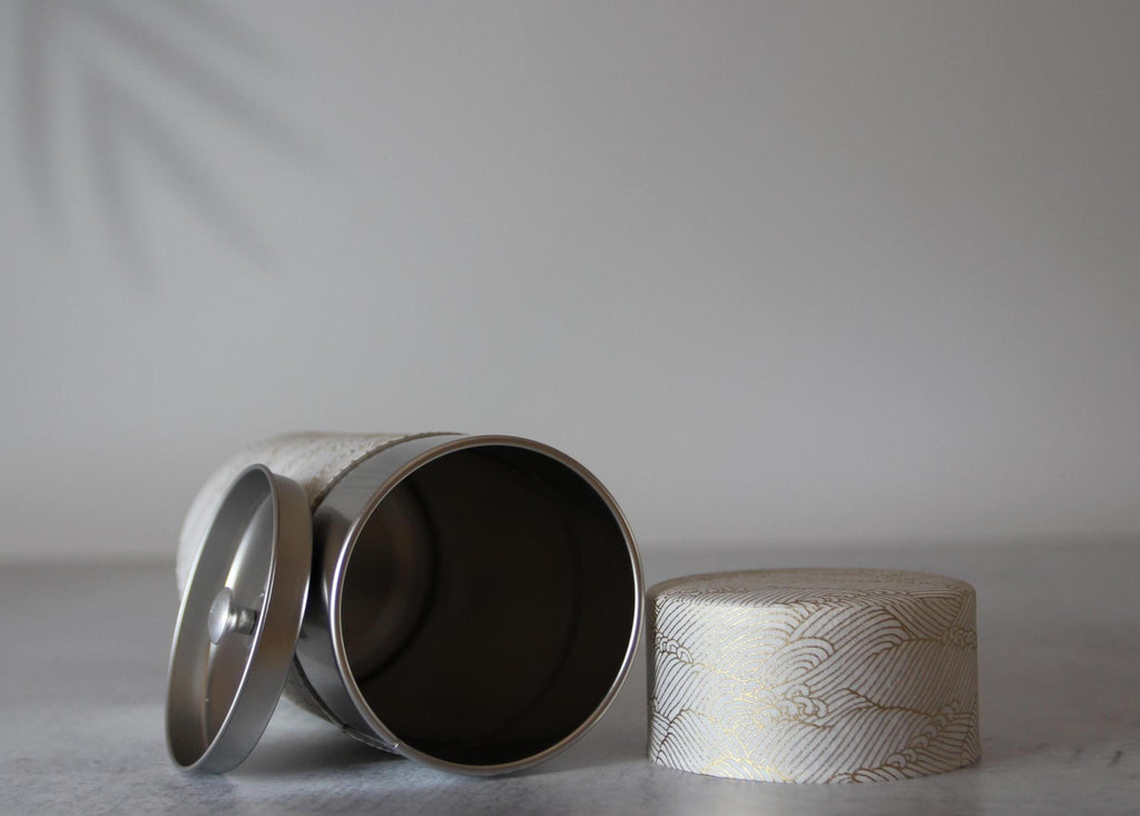 Japanese Washi Tea Canister | Kenran Wave Tin Storage, 200g