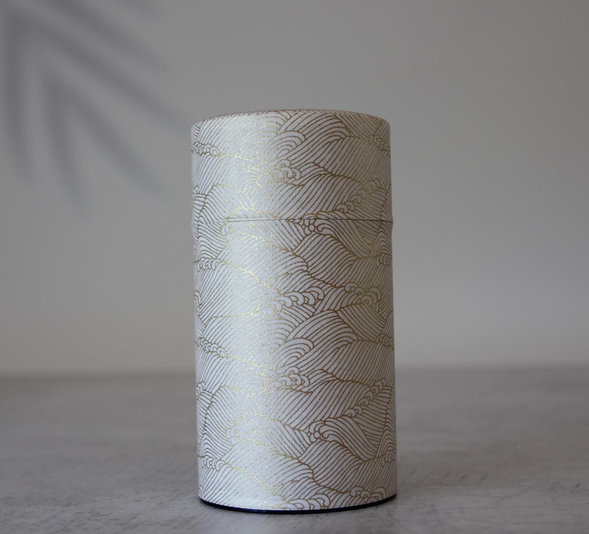 Japanese Washi Tea Canister | Kenran Wave Tin Storage, 200g