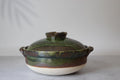 Banko-Yaki Donabe | Japanese Ceramic Hot Pot, Green Glazed Namban