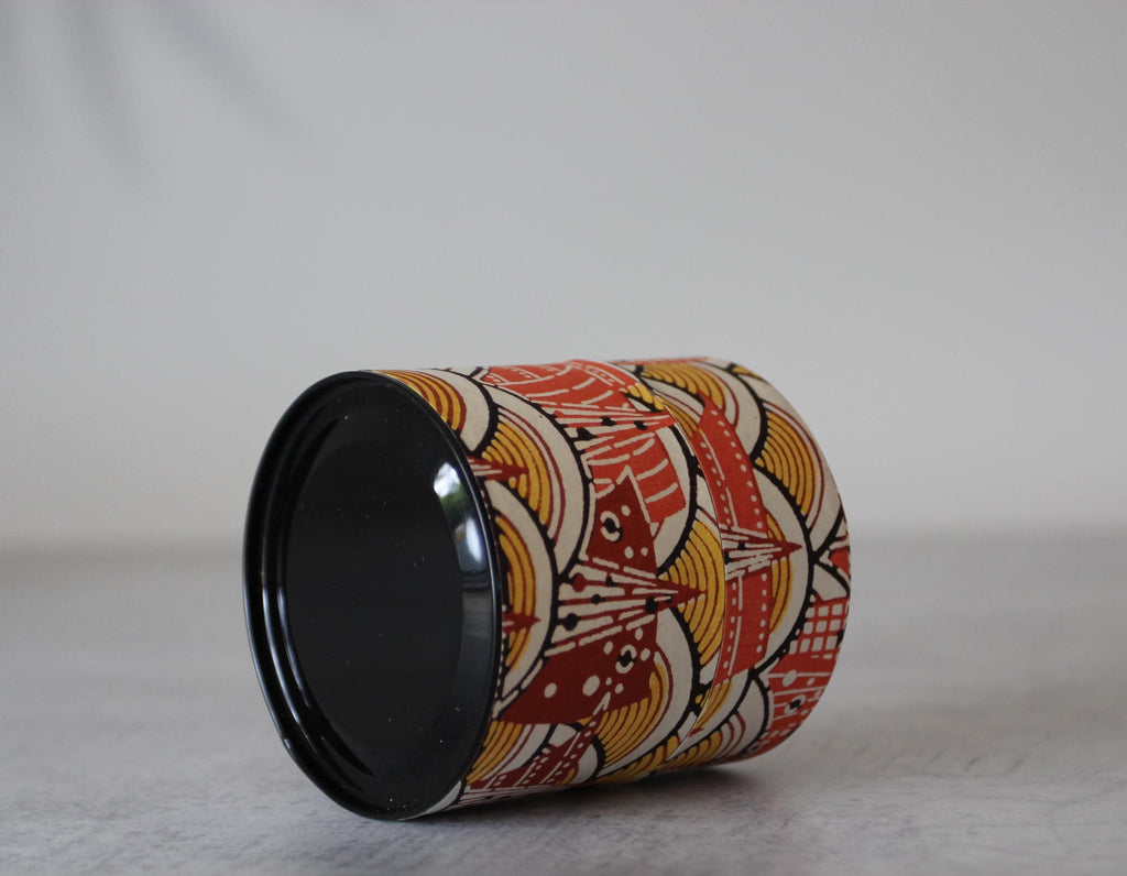 Japanese Washi Tea Canister | Orange Tin Tea Caddy, 100g