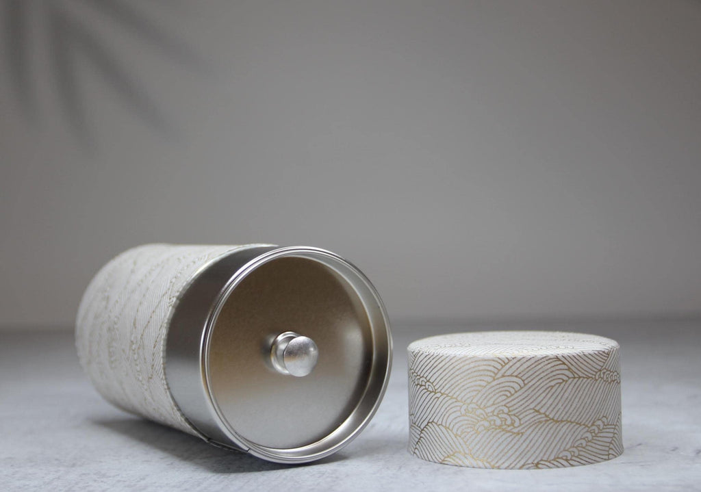 Japanese Washi Tea Canister | Kenran Wave Tin Storage, 200g
