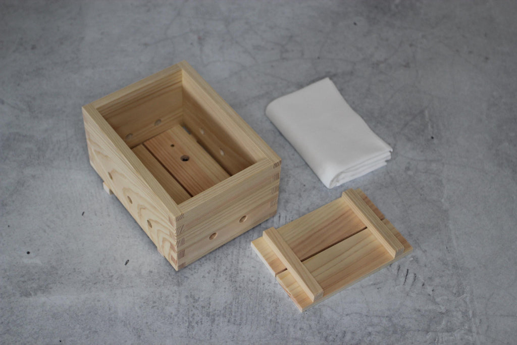 Japanese Tofu Making Kit | Hinoki Wood Tofu Mold with Cotton Cloths | Made in Japan