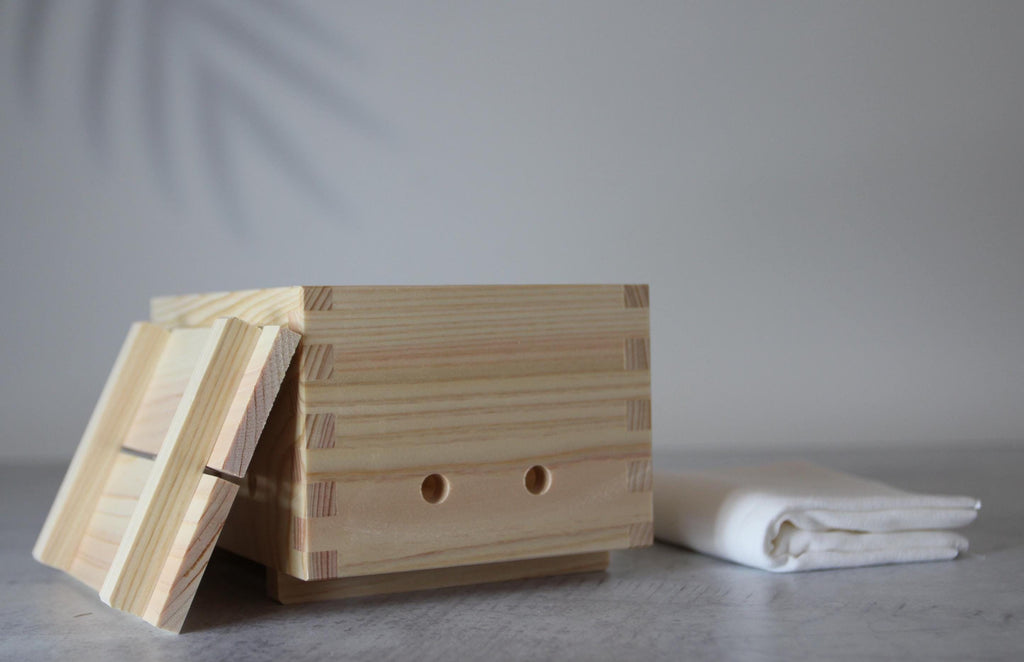 Japanese Tofu Making Kit | Hinoki Wood Tofu Mold with Cotton Cloths | Made in Japan