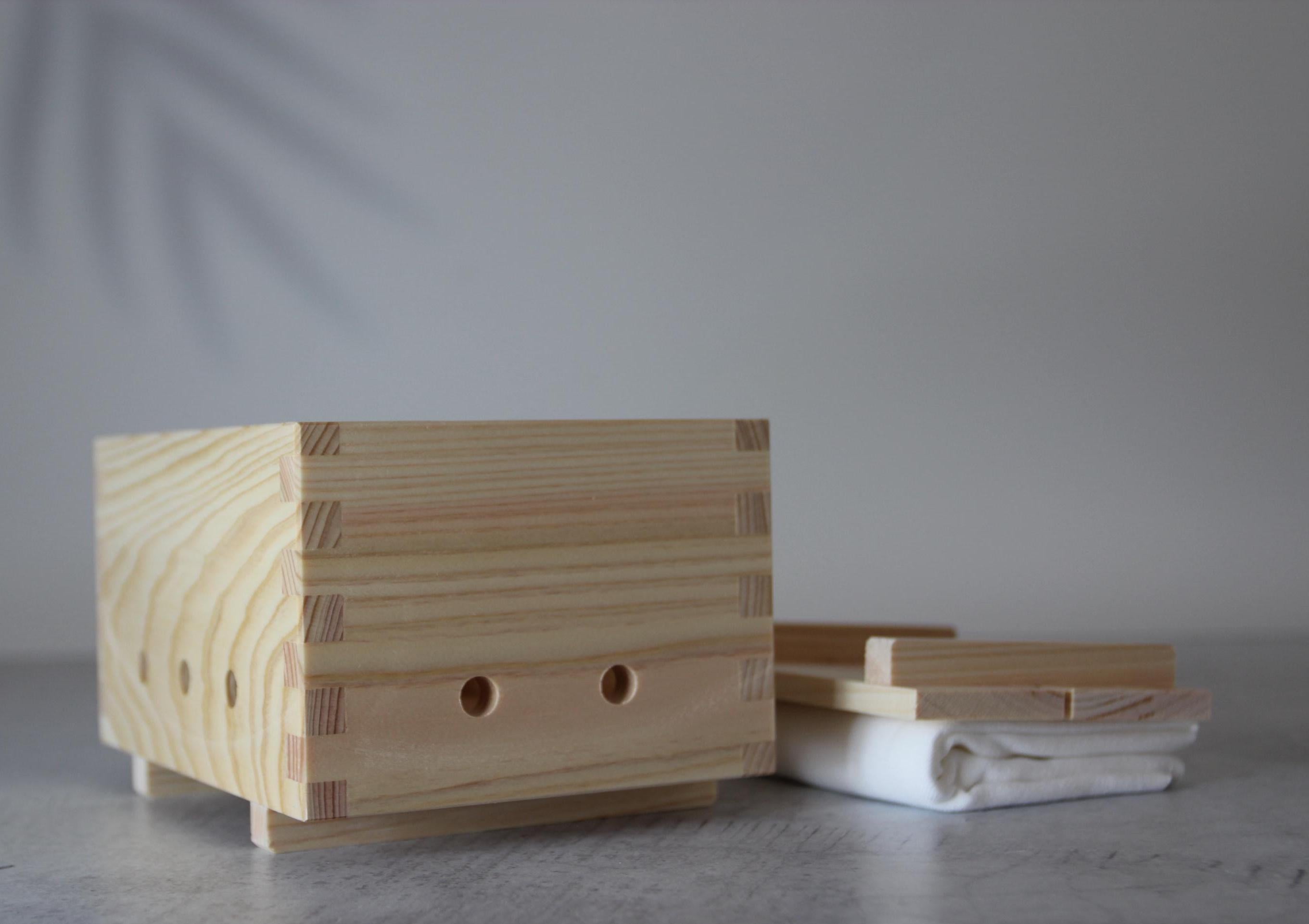 Japanese Tofu Making Kit | Hinoki Wood Tofu Mold with Cotton Cloths | Made in Japan