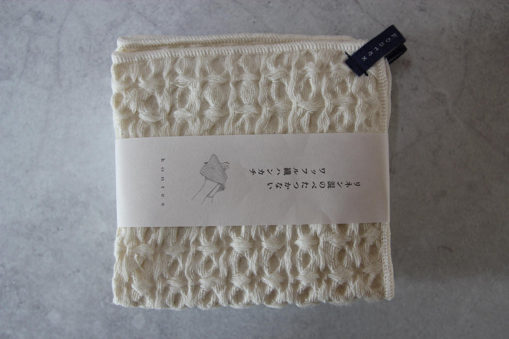 Cotton Linen Waffle Handkerchief  Japanese Hand Towel, Made in Japan