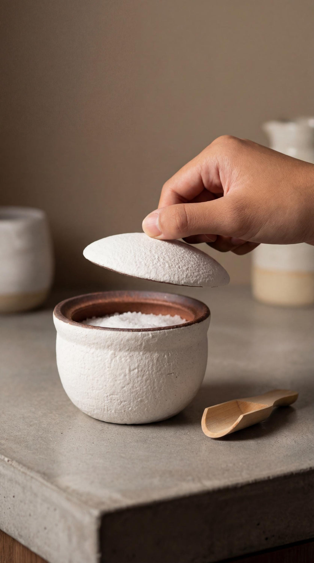 Handmade Shigaraki Salt Pot: Japanese Ceramic Kitchen Jar, Rustic Decor