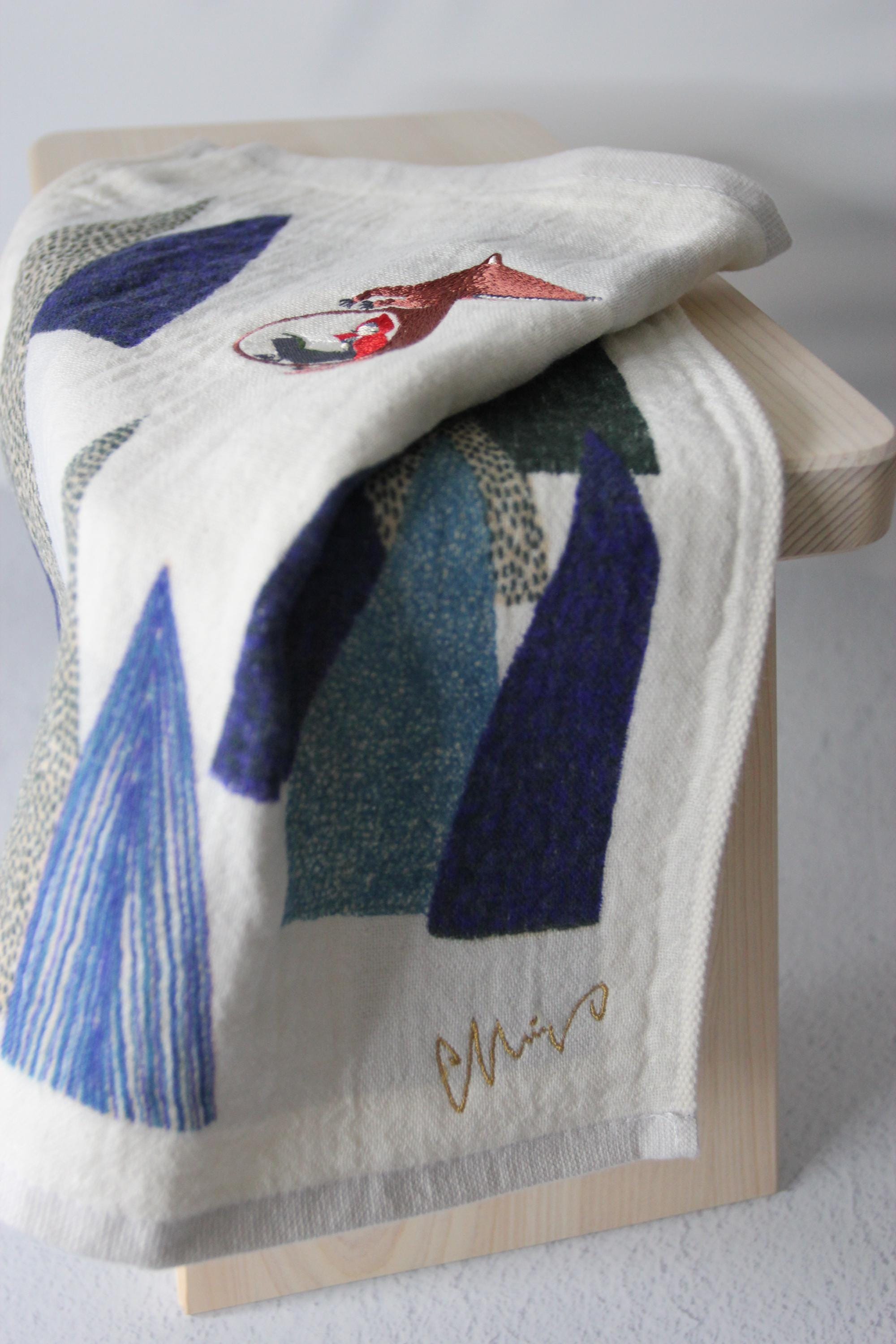 Fairytale Embroidered Face Towel | Japanese Cotton Hand Towel | MoritaMiW x Kusubashi Monori