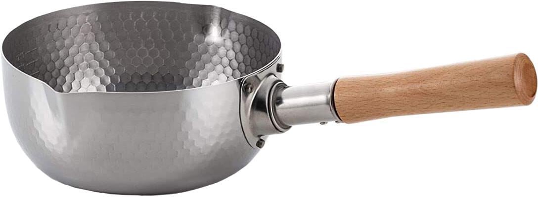 Japanese Yukihira Pot 18cm / 22cm  Hammered Stainless Steel Saucepan with Wooden Handle | Made in Japan | All Stove Compatible Cookware
