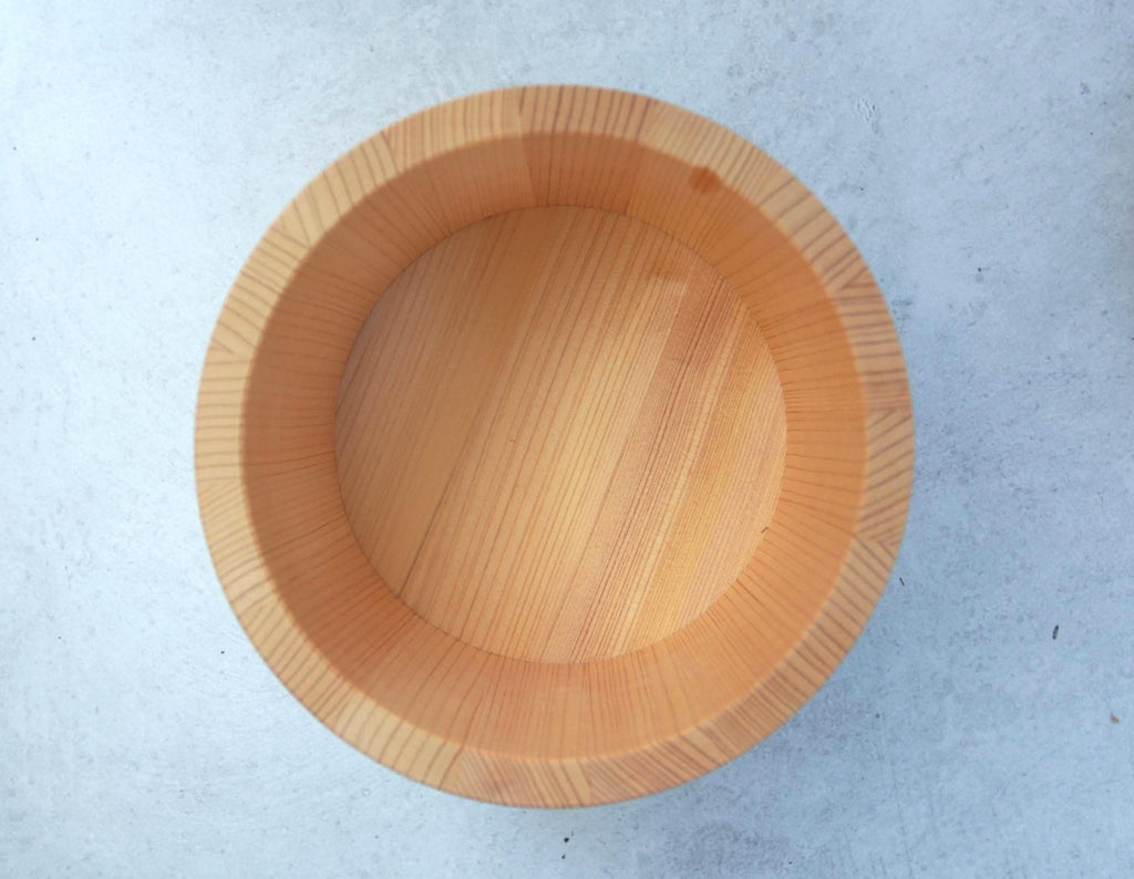 Edo Bitsu Rice Container | Kiso Sawara Cypress Wood Bowl with Copper Bands, Handmade Japan