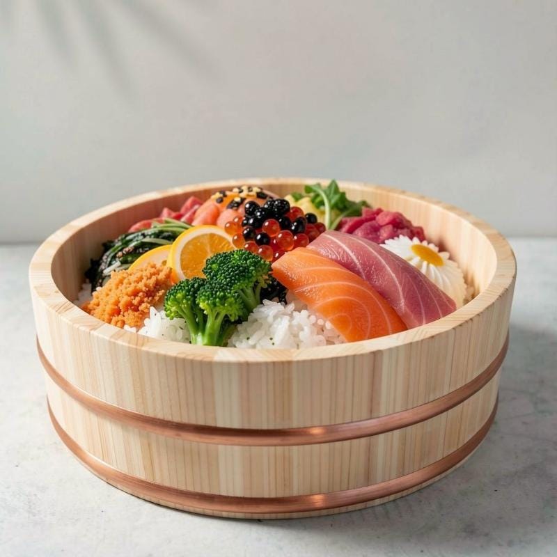 Japanese Hangiri Sushi Rice Bowl 30cm | Kiso Sawara Cypress Sushi Oke | Handmade in Japan