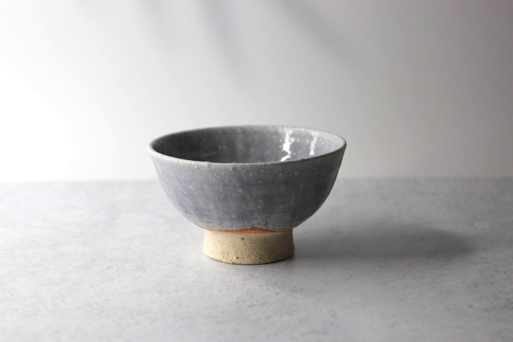 Shigaraki Ware Footed Bowl: Lakescape Wabi Sabi Pottery, Made in Japan