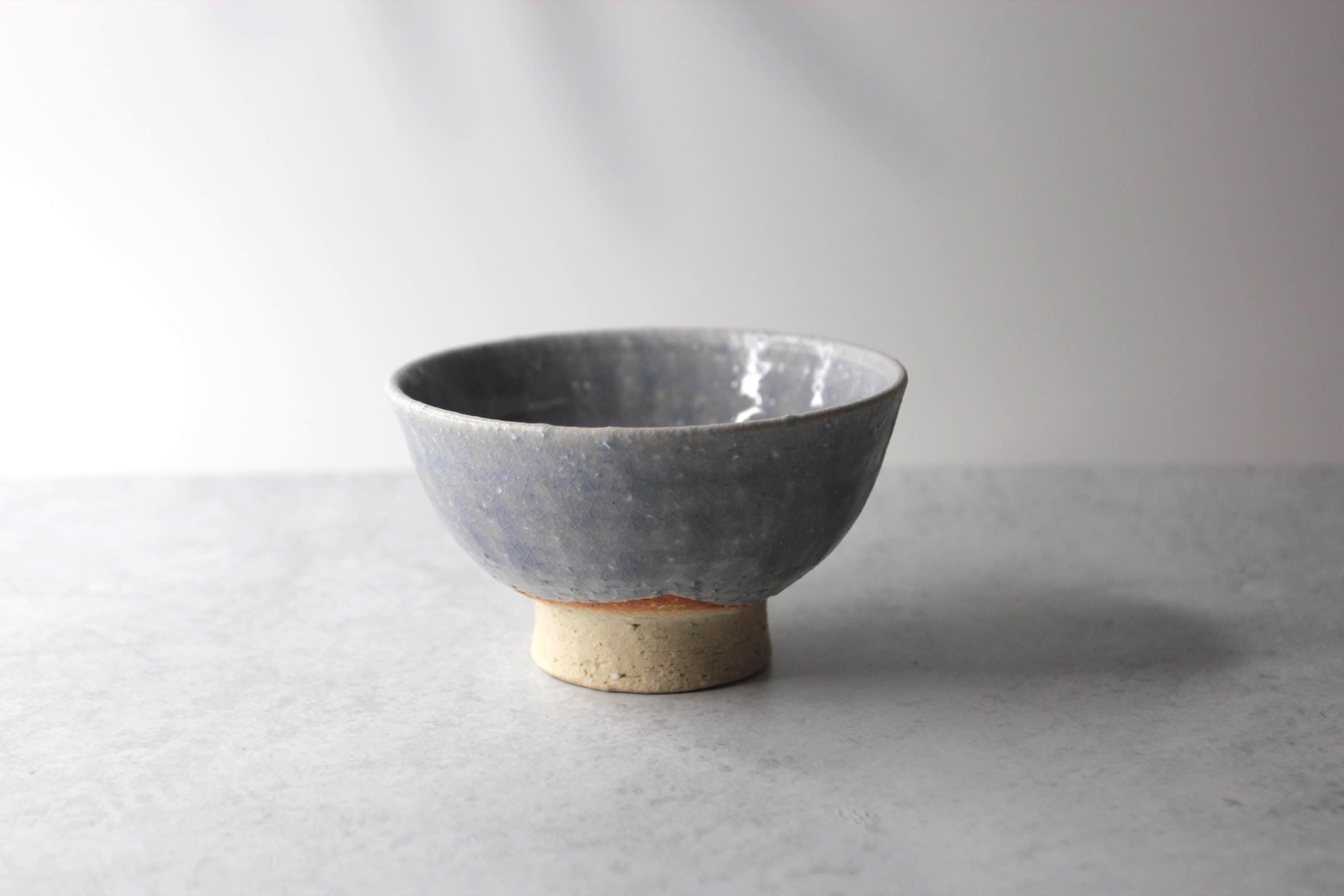 Shigaraki Ware Footed Bowl: Lakescape Wabi Sabi Pottery, Made in Japan