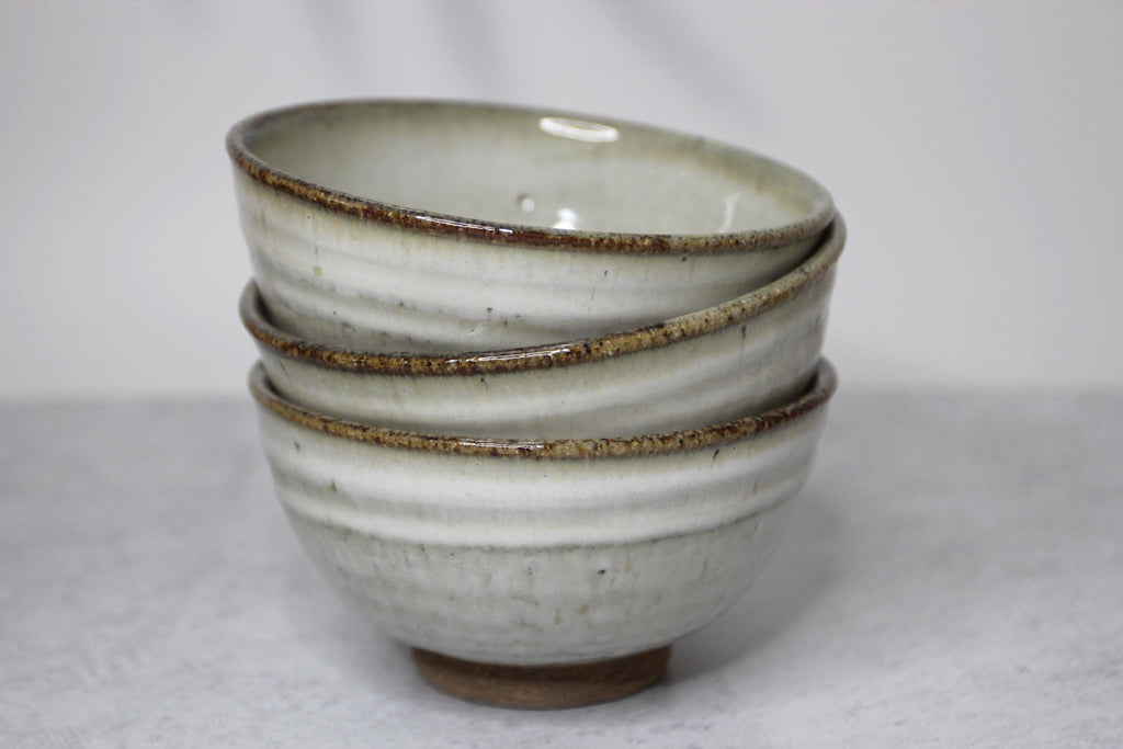 Handmade Shigaraki Ware Rice Bowl: Japanese Wabi Sabi Pottery, Hagi Iron Painting