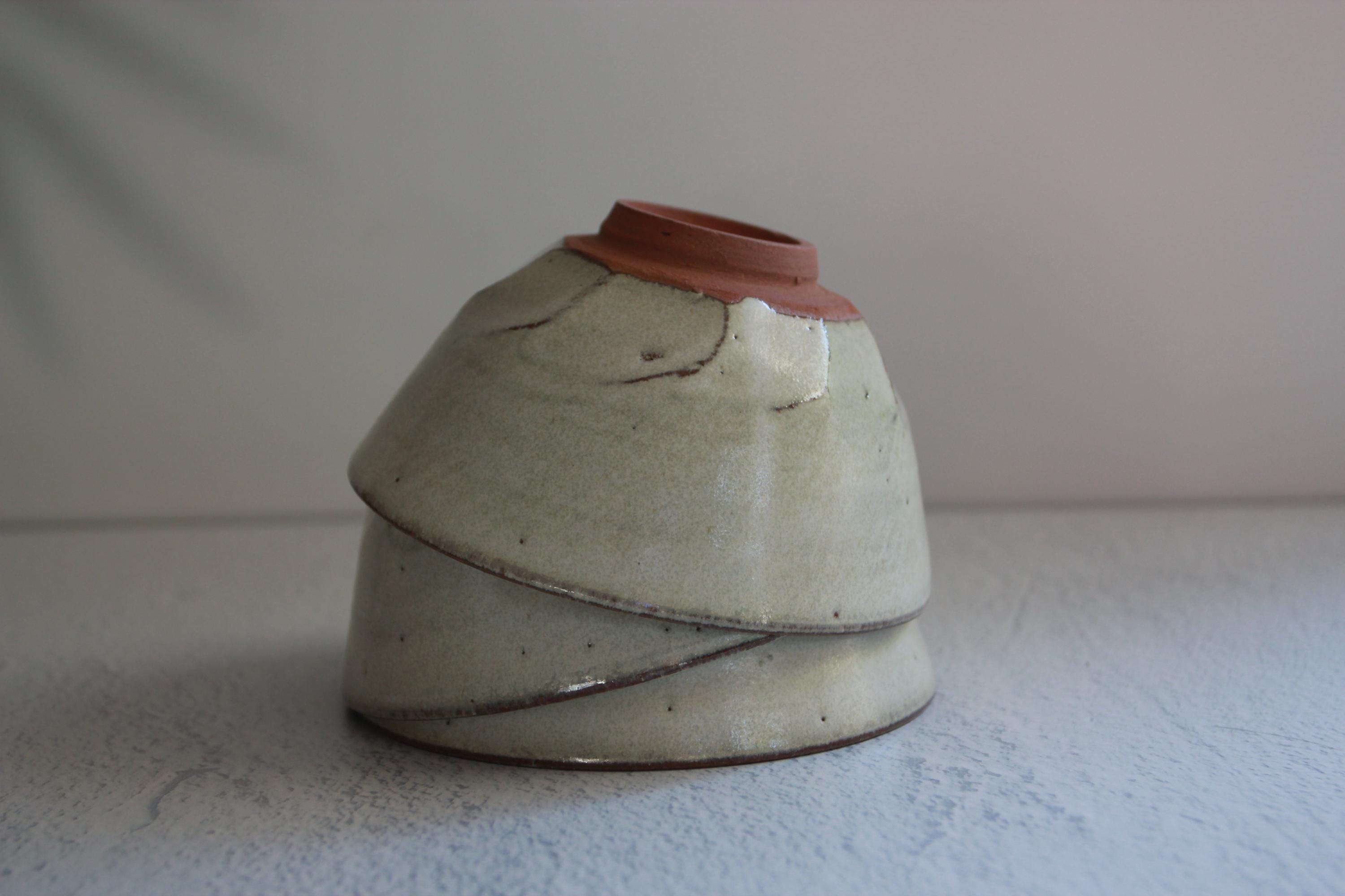 Handmade Shigaraki Ware Rice Bowl: White Shinogi Japanese Pottery
