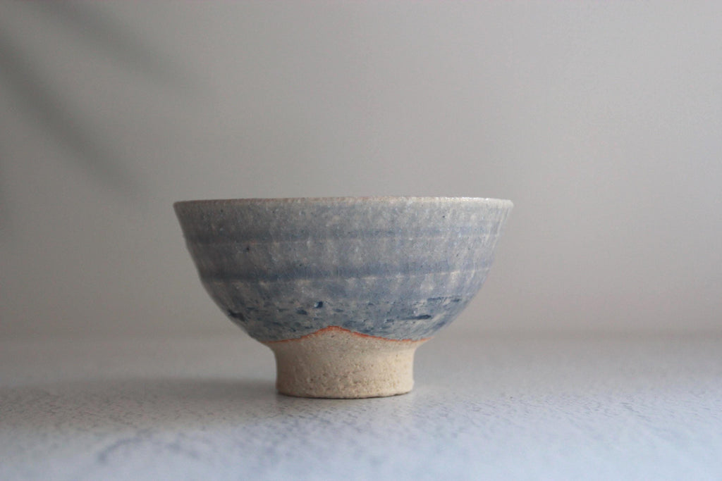 Shigaraki Ware Footed Bowl: Lakescape Wabi Sabi Pottery, Made in Japan
