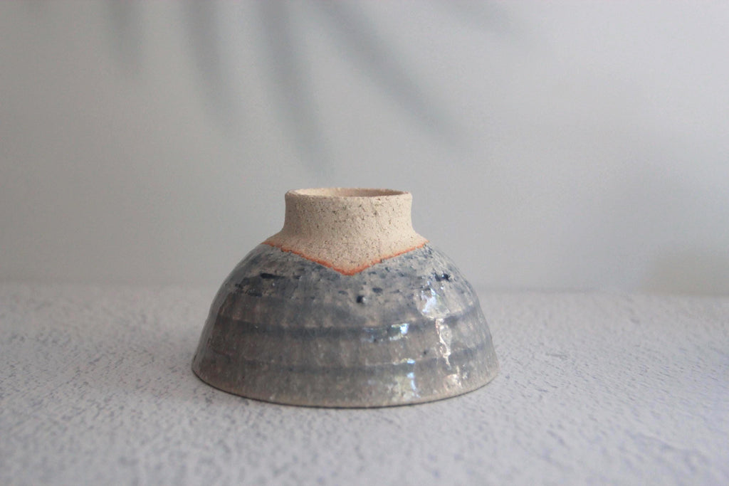 Shigaraki Ware Footed Bowl: Lakescape Wabi Sabi Pottery, Made in Japan