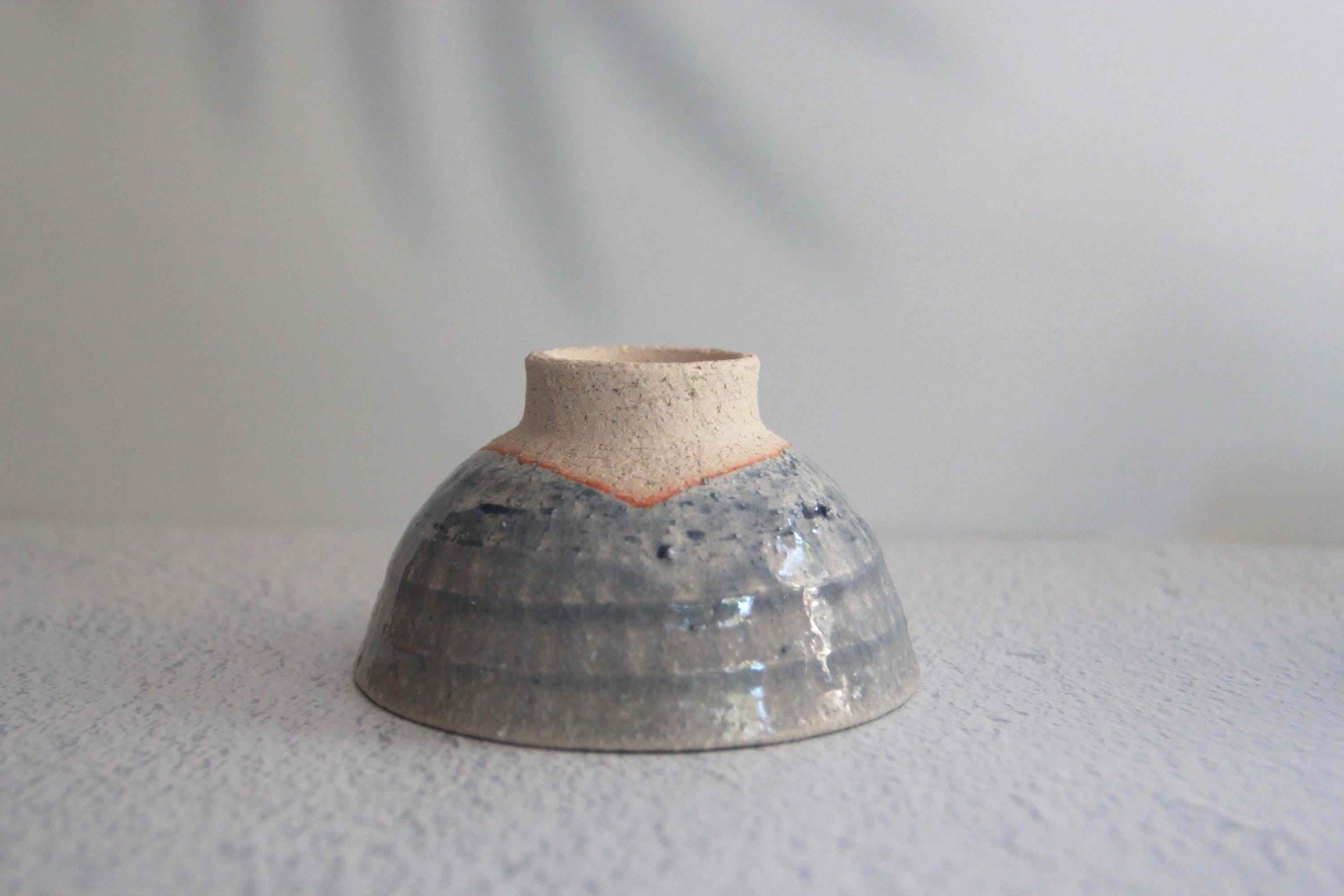 Shigaraki Ware Footed Bowl: Lakescape Wabi Sabi Pottery, Made in Japan