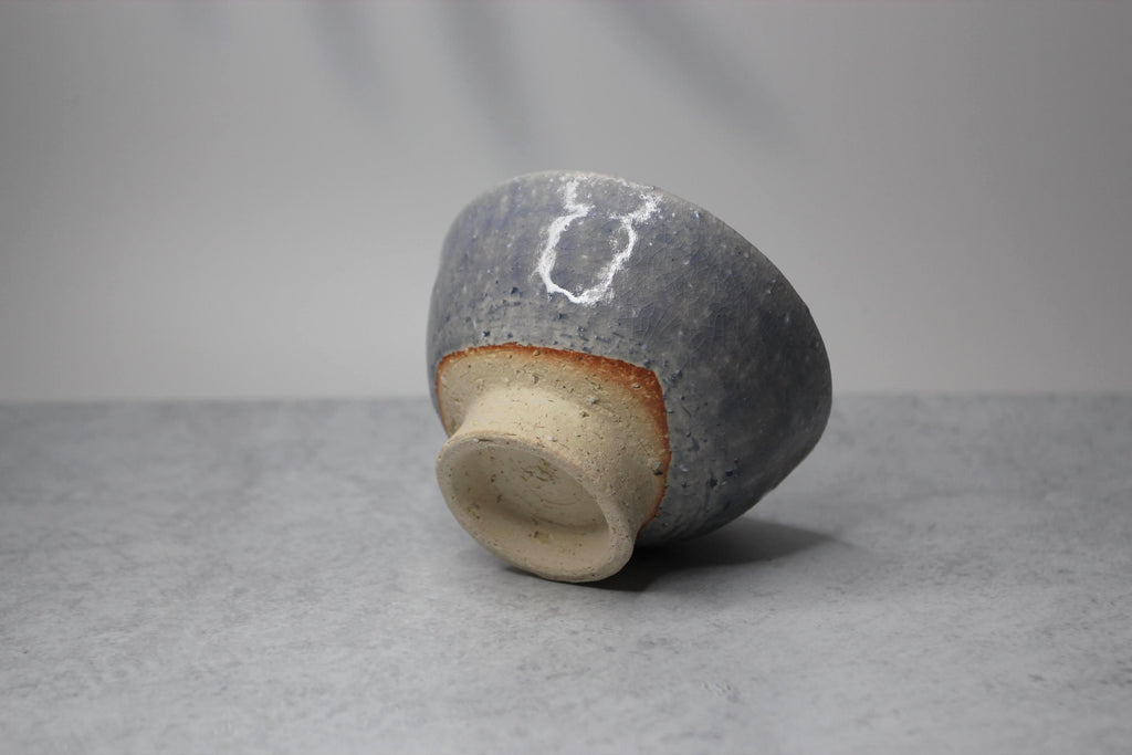 Shigaraki Ware Footed Bowl: Lakescape Wabi Sabi Pottery, Made in Japan