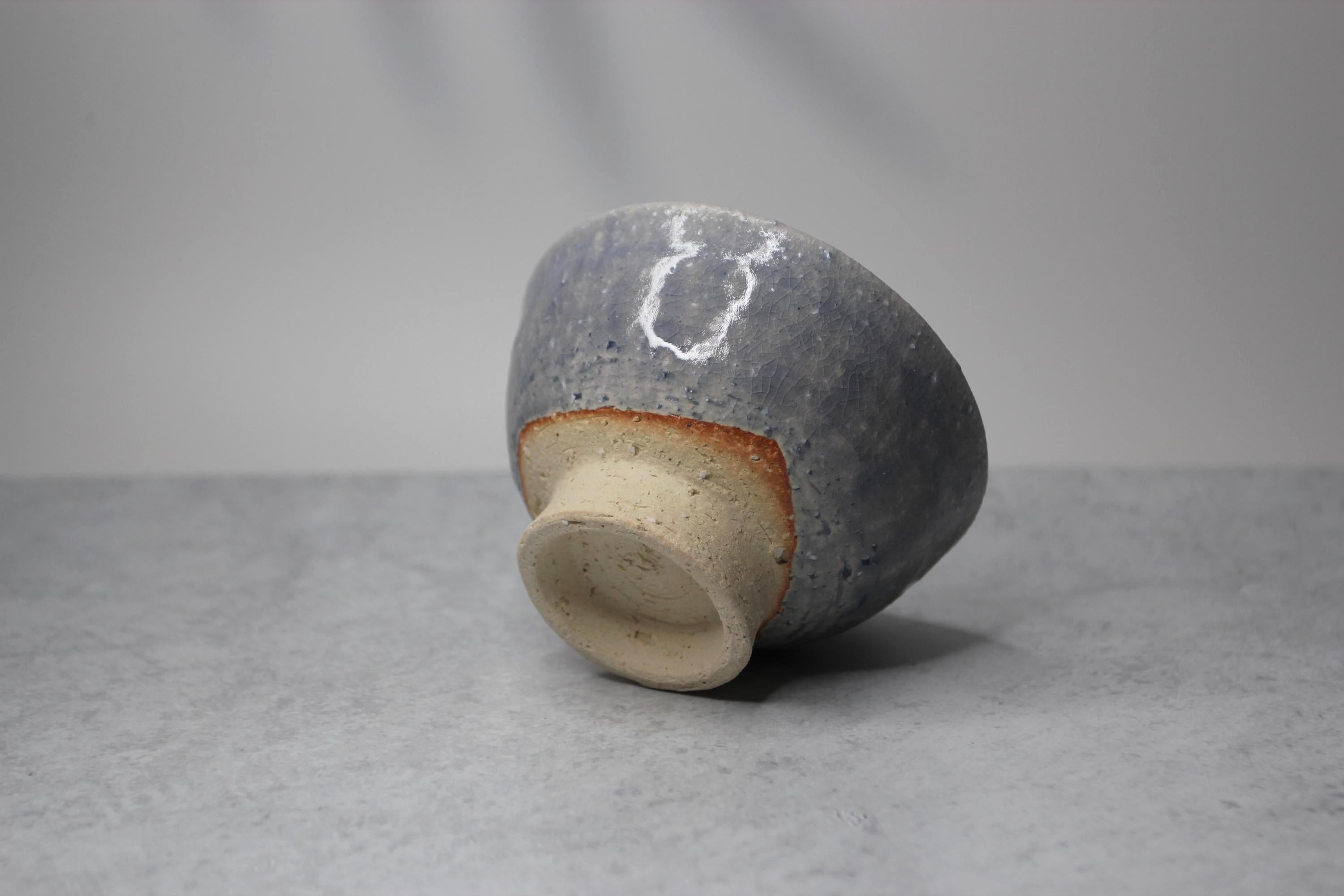 Shigaraki Ware Footed Bowl: Lakescape Wabi Sabi Pottery, Made in Japan