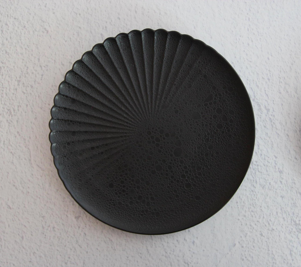 Hasami Arita Ware Porcelain Plate - Chrysanthemum Carving, 16cm