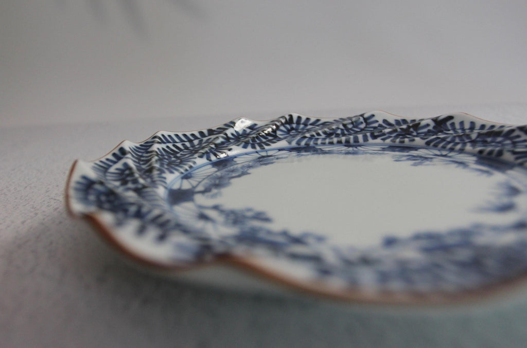 Hand-Painted Hasami Plate: Arita Ware Porcelain, Japanese Pine & Plum Design