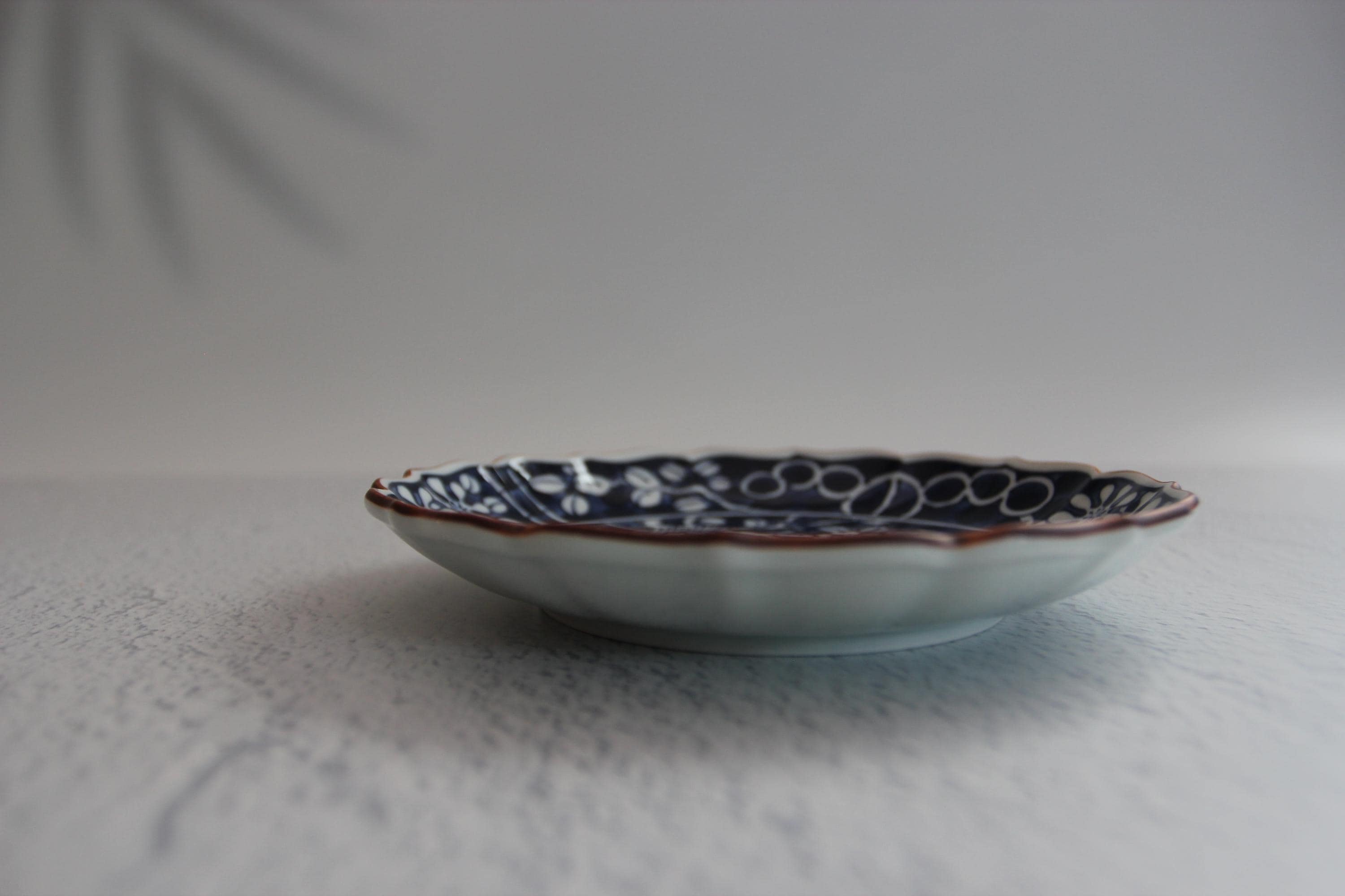Handmade Hasami Hanadori Rinka Plate  Blue & White Flower and Bird Design