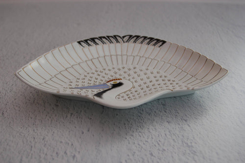 Handmade Crane Plate: Japanese Porcelain Fan Plate, Arita Ware