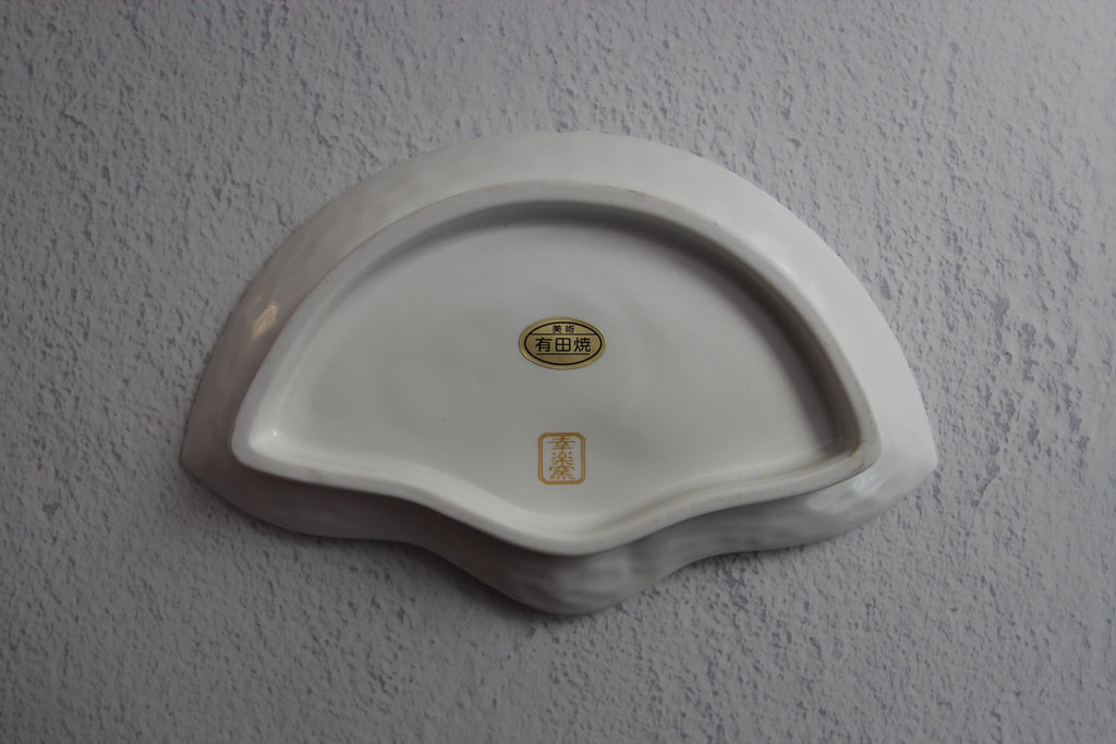 Handmade Crane Plate: Japanese Porcelain Fan Plate, Arita Ware