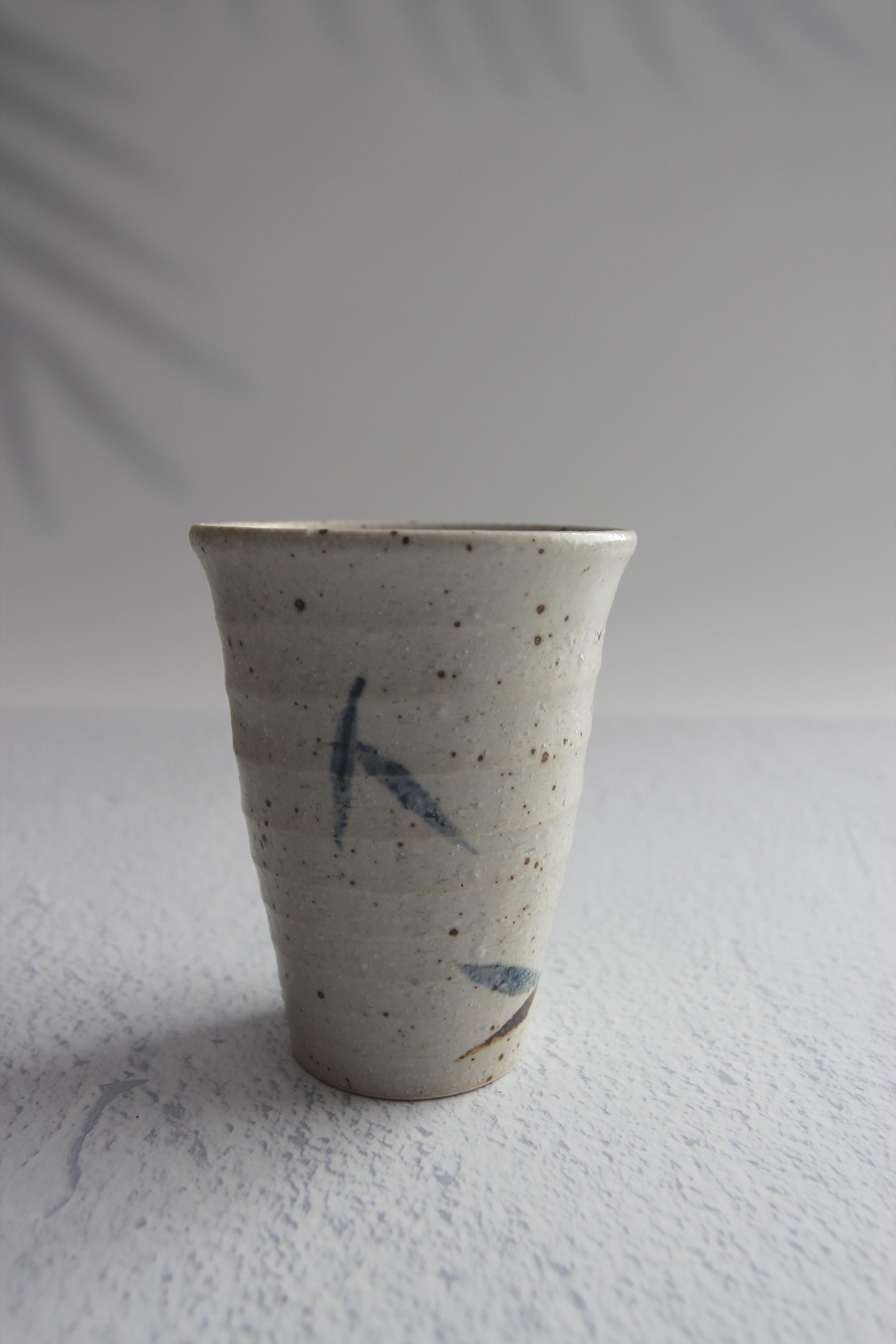 Handmade Shigaraki Ware Sasae Cup: Japanese Wabi Sabi Ceramic Tumbler