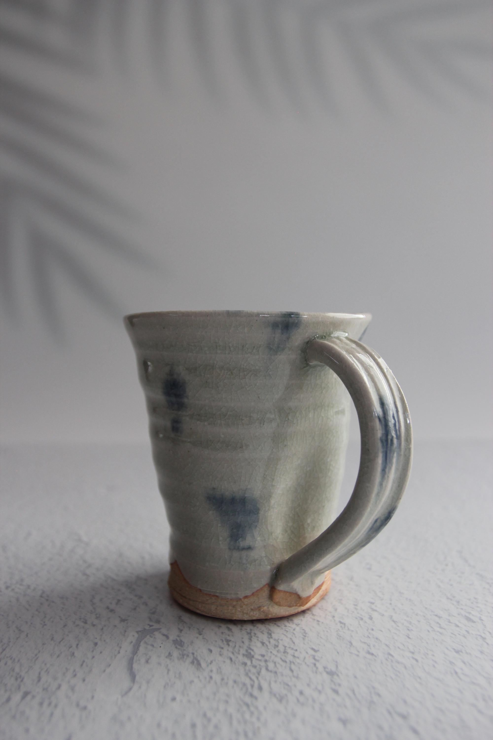 Handmade Shigaraki Ware Mug: Rustic Blue Glaze Japanese Pottery