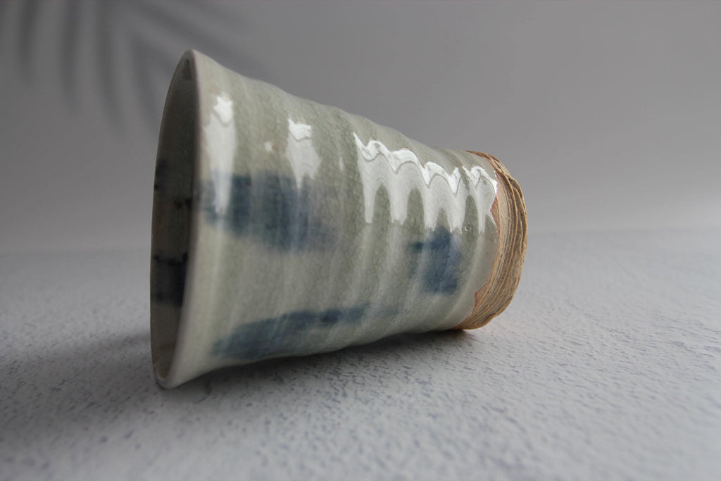 Handmade Shigaraki Ware Mug: Rustic Blue Glaze Japanese Pottery