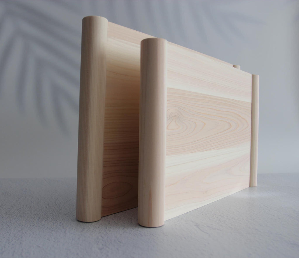 Made in Japan Hinoki Floating Cutting Board | Reversible Wooden Chopping Board with Raised Cleats | Available 3 Sizes