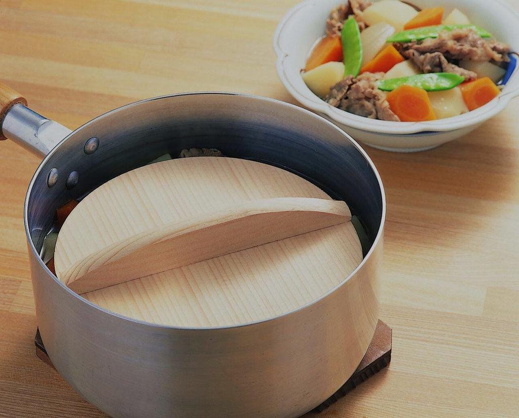 Japanese Wooden Drop Lid (Otoshibuta) | Simmer Lid | Spruce Wood | Made in Japan | 16cm, 18cm, 20cm